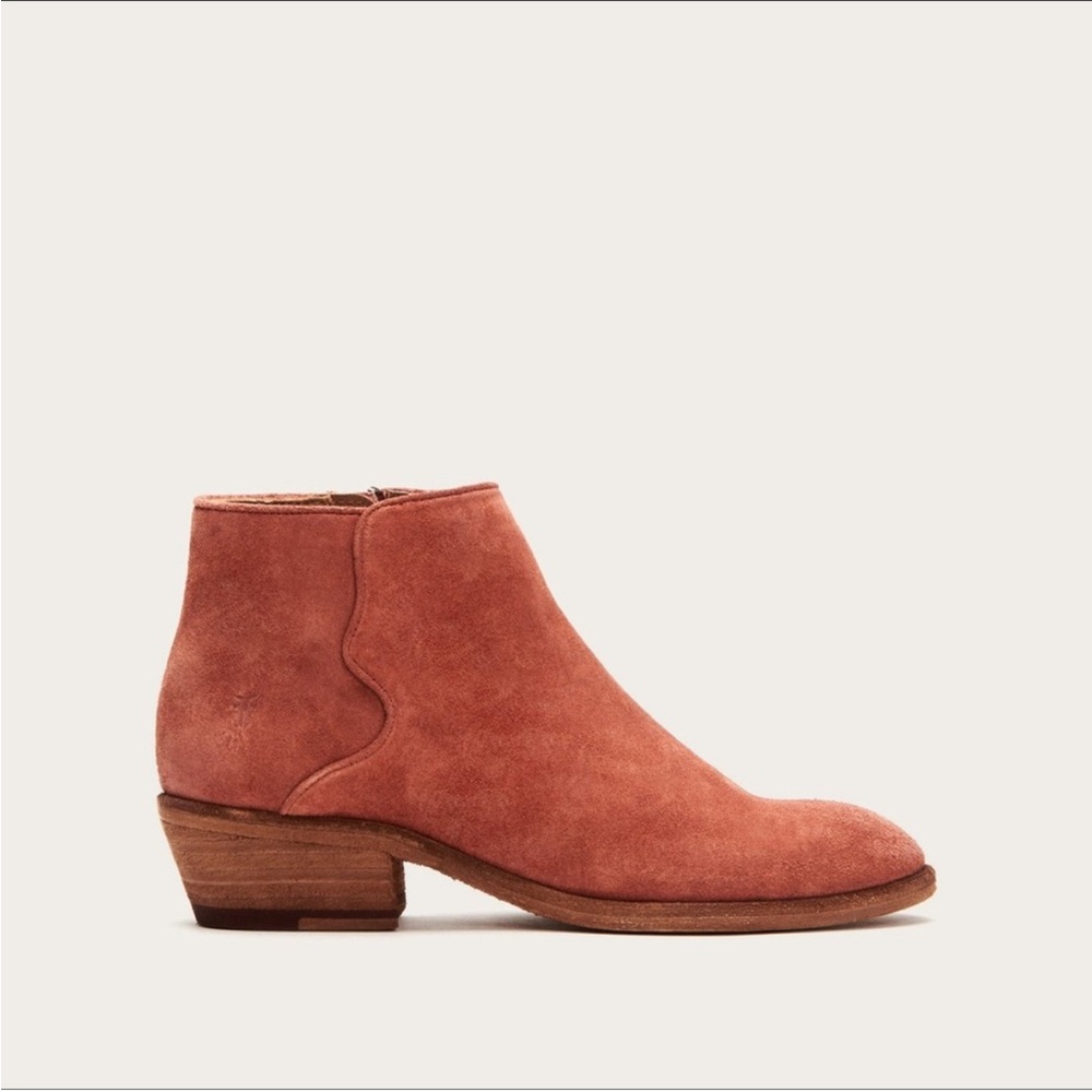 Frye Carson Piping Rosewood Suede Ankle Boots 7.5